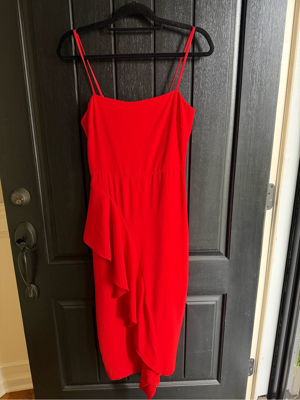 Lovers + Friends Bright Red Ruffle Midi Dress